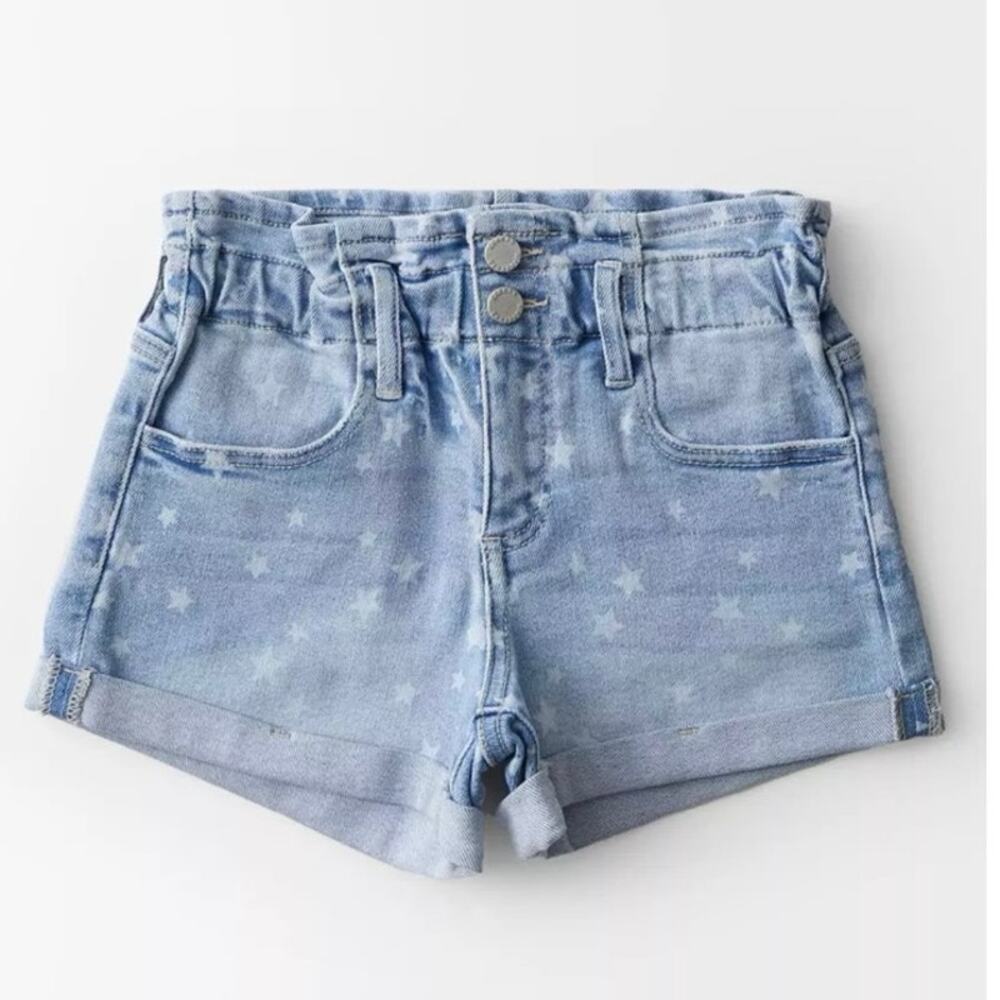 KanCan Signature High Rise Mom Stretch Short star print elastic waist